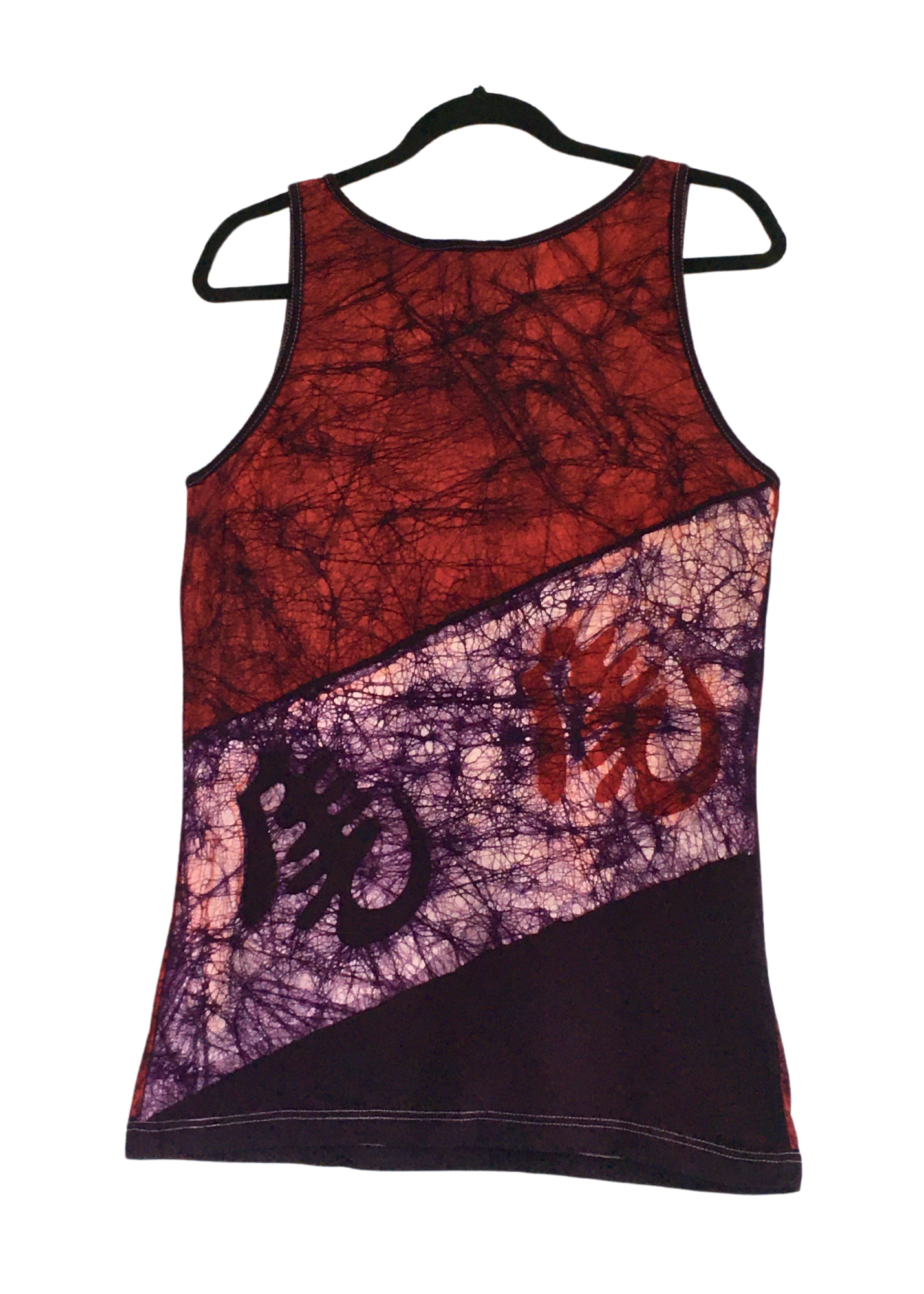 Red and White Batik Tank Top with Gye Nyame's Symbol | Contemporary and Colorful Ensemble