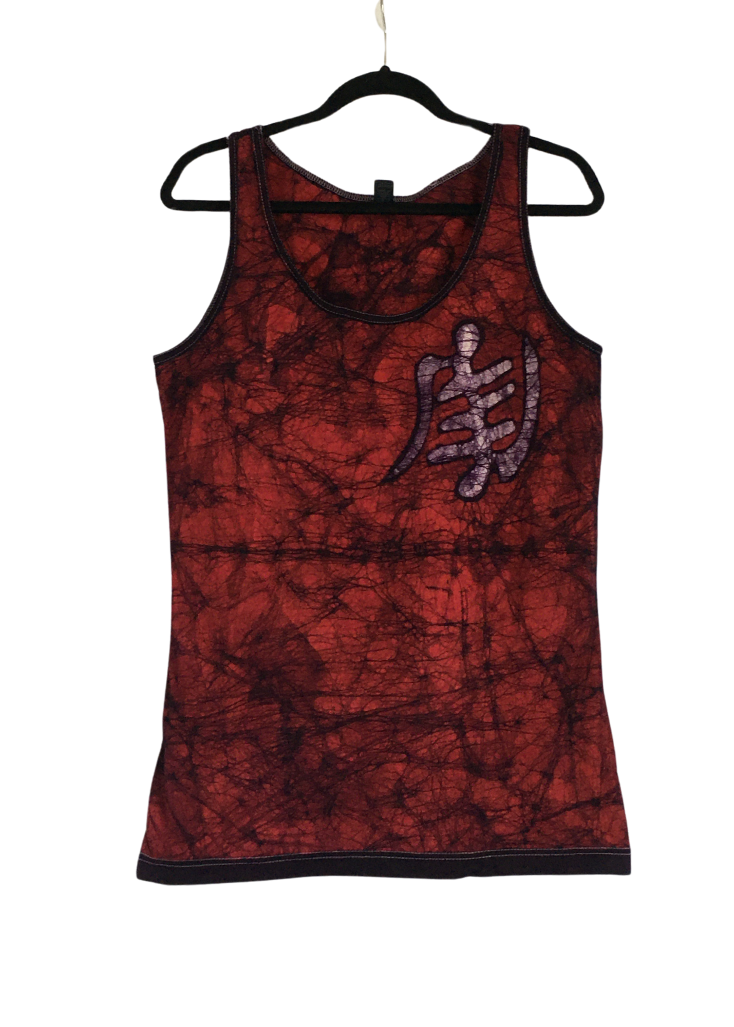 Red and White Batik Tank Top with Gye Nyame's Symbol | Contemporary and Colorful Ensemble